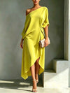 Full Size Asymmetrical One-Shoulder Drape Dress Plus Size