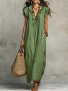 Full Size Ruffled V-Neck Cap Sleeve Maxi Dress Plus Size