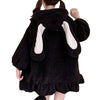 Japanese Style Autumn Winter Women Warm Jacket Kawaii Soft Lambswool Ruffles Rabbit Ears Hooded Coats Girls Sweet Parkas Outwear