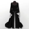 Medieval Vintage Women's Dress Flare Sleeve V Neck Long Dress Halloween Vampire Cosplay Costume Solid Floor Dress Vestidos