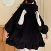 Japanese Style Autumn Winter Women Warm Jacket Kawaii Soft Lambswool Ruffles Rabbit Ears Hooded Coats Girls Sweet Parkas Outwear