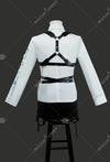 Miccostumes Unisex Movie Cosplay Accessory Black Leather Body Harness Belt Set with Waist Chain Gloves Necktie