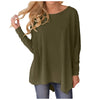 Women'S Boat Neck Asymmetrical Hem Bat Long Sleeve Split Loose Tunic T Shirt Top Juniors Graphic Tops T Shirts Women Clothing