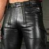 Man's Faux Leather Shorts Motorcycle Style Street Hip Hop Fashion Versatile Bodybuilding Sport Shorts Fashion Streetwear