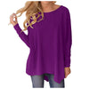 Women'S Boat Neck Asymmetrical Hem Bat Long Sleeve Split Loose Tunic T Shirt Top Juniors Graphic Tops T Shirts Women Clothing