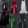 Medieval Vintage Women's Dress Flare Sleeve V Neck Long Dress Halloween Vampire Cosplay Costume Solid Floor Dress Vestidos