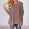 Women'S Boat Neck Asymmetrical Hem Bat Long Sleeve Split Loose Tunic T Shirt Top Juniors Graphic Tops T Shirts Women Clothing