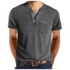 Men'S Short Sleeved T-Shirt Casual Round Neck Button Down Bottoming Shirt With Pocket Pullover Vintage Washed T-Shirt For Male