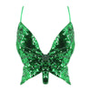 2025 Sparkly Sequin Crop Top Women Clothing Bandage Backless Dance Vest Vintage Party Camisole Tank Tops Clubwear Glitter Outfit