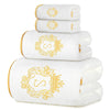 4-Piece Bath Towel Set, Gold-Edged S Solid Color Bath Towel, 1 Bath Towel + 1 Hand Towel + 2 Face Towels, Bathroom Accessories, Suitable for Yoga, Bathing, Swimming, Spa, Etc., Holiday Gift
