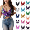 2025 Sparkly Sequin Crop Top Women Clothing Bandage Backless Dance Vest Vintage Party Camisole Tank Tops Clubwear Glitter Outfit