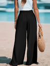 Women's Casual Wide Leg Pants - All Season Comfort Pockets Elastic Waist Loose Fit Solid Color Pants Suitable for Outdoor and Le