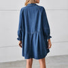 New Vintage Women Denim Dress Korean Fashion Long Sleeve Button Up Casual Midi Jeans Dresses Streetwear Y2K Loose Solid Robe 원피스