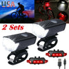 2PCS USB Rechargeable Bike Light Set Front Light with Taillight Easy to Install 3 Modes Bicycle Accessories for the Bicycle