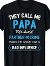 Funny Grandpa Dad Crime Partner T-Shirt for Men Plus Size Unisex 2026 Summer Short Sleeve Print Tee