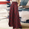 Vintage Gray Pleated Skirt For Women Women'S High Waist Long Skirt A Line Plaid Winter Warm Flared Skirt Women Clothing Faldas