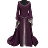 Medieval Vintage Women's Dress Flare Sleeve V Neck Long Dress Halloween Vampire Cosplay Costume Solid Floor Dress Vestidos