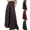 Vintage Gray Pleated Skirt For Women Women'S High Waist Long Skirt A Line Plaid Winter Warm Flared Skirt Women Clothing Faldas