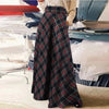 Vintage Gray Pleated Skirt For Women Women'S High Waist Long Skirt A Line Plaid Winter Warm Flared Skirt Women Clothing Faldas
