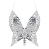 2025 Sparkly Sequin Crop Top Women Clothing Bandage Backless Dance Vest Vintage Party Camisole Tank Tops Clubwear Glitter Outfit