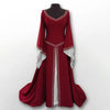 Medieval Vintage Women's Dress Flare Sleeve V Neck Long Dress Halloween Vampire Cosplay Costume Solid Floor Dress Vestidos
