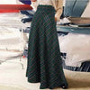 Vintage Gray Pleated Skirt For Women Women'S High Waist Long Skirt A Line Plaid Winter Warm Flared Skirt Women Clothing Faldas