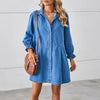 New Vintage Women Denim Dress Korean Fashion Long Sleeve Button Up Casual Midi Jeans Dresses Streetwear Y2K Loose Solid Robe 원피스