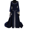 Medieval Vintage Women's Dress Flare Sleeve V Neck Long Dress Halloween Vampire Cosplay Costume Solid Floor Dress Vestidos