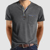 Men'S Short Sleeved T-Shirt Casual Round Neck Button Down Bottoming Shirt With Pocket Pullover Vintage Washed T-Shirt For Male