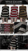 Women Gothic Y2K Off Shoulder Striped Knit Mini Dress, Long Sleeve Bodycon Sweater Dress, Punk Grunge Aesthetic Party Club Outfits