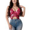 2025 Sparkly Sequin Crop Top Women Clothing Bandage Backless Dance Vest Vintage Party Camisole Tank Tops Clubwear Glitter Outfit