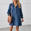 New Vintage Women Denim Dress Korean Fashion Long Sleeve Button Up Casual Midi Jeans Dresses Streetwear Y2K Loose Solid Robe 원피스