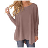 Women'S Boat Neck Asymmetrical Hem Bat Long Sleeve Split Loose Tunic T Shirt Top Juniors Graphic Tops T Shirts Women Clothing