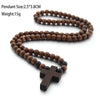 SOMEHOUR Vintage Cross Pendant Necklace Bracelet 45cm Round Wood Beads Chains Rosary Religious Accessories Jewelry For Women Men
