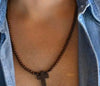 SOMEHOUR Vintage Cross Pendant Necklace Bracelet 45cm Round Wood Beads Chains Rosary Religious Accessories Jewelry For Women Men
