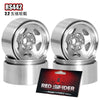 RED SPIDER 4Pcs 1.9" Aluminum Beadlock Wheel Hubs Silver Metal Wheel Rims Compatible With 1/10 RC Crawler Traxxas TRX-4 Axial SCX10 RC4WD D110 Jeep Wrangler Off-Road Vehicle Replacement Accessories