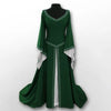 Medieval Vintage Women's Dress Flare Sleeve V Neck Long Dress Halloween Vampire Cosplay Costume Solid Floor Dress Vestidos