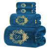 4-Piece Bath Towel Set, Gold-Edged S Solid Color Bath Towel, 1 Bath Towel + 1 Hand Towel + 2 Face Towels, Bathroom Accessories, Suitable for Yoga, Bathing, Swimming, Spa, Etc., Holiday Gift