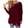 Women'S Boat Neck Asymmetrical Hem Bat Long Sleeve Split Loose Tunic T Shirt Top Juniors Graphic Tops T Shirts Women Clothing