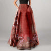 High Waist Pocket Skirts For Women Fashion Bohemian Floral Print Maxi Skirt Party Beach Long Skirt Elegant Vintage Clothing