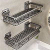 1/2pcs Drill-Free Wall Mounted Bathroom Storage Shelf Bathroom Shelf No Drill Wall Mounted Shampoo Bottle Shower Corner Rack Toilet Storage Rack Aluminum Bathroom Kitchen Accessories