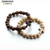 SOMEHOUR Vintage Cross Pendant Necklace Bracelet 45cm Round Wood Beads Chains Rosary Religious Accessories Jewelry For Women Men