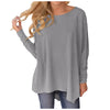 Women'S Boat Neck Asymmetrical Hem Bat Long Sleeve Split Loose Tunic T Shirt Top Juniors Graphic Tops T Shirts Women Clothing